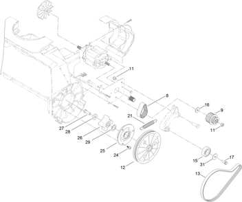 Idler And Pulley Assembly Diagram and Parts List for 38381 318000001 - 318999999 Lawn Boy Snow Blower